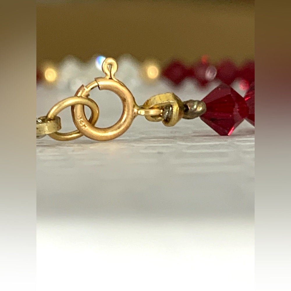 Pretty 14k Solid Gold With Red Ruby & Clear Auror… - image 6